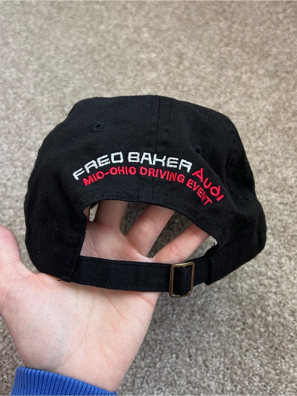 Audi Fred Baker Mid-Ohio Driving Event Hat Black Cotton Strapback Big X Tag - Picture 4 of 7
